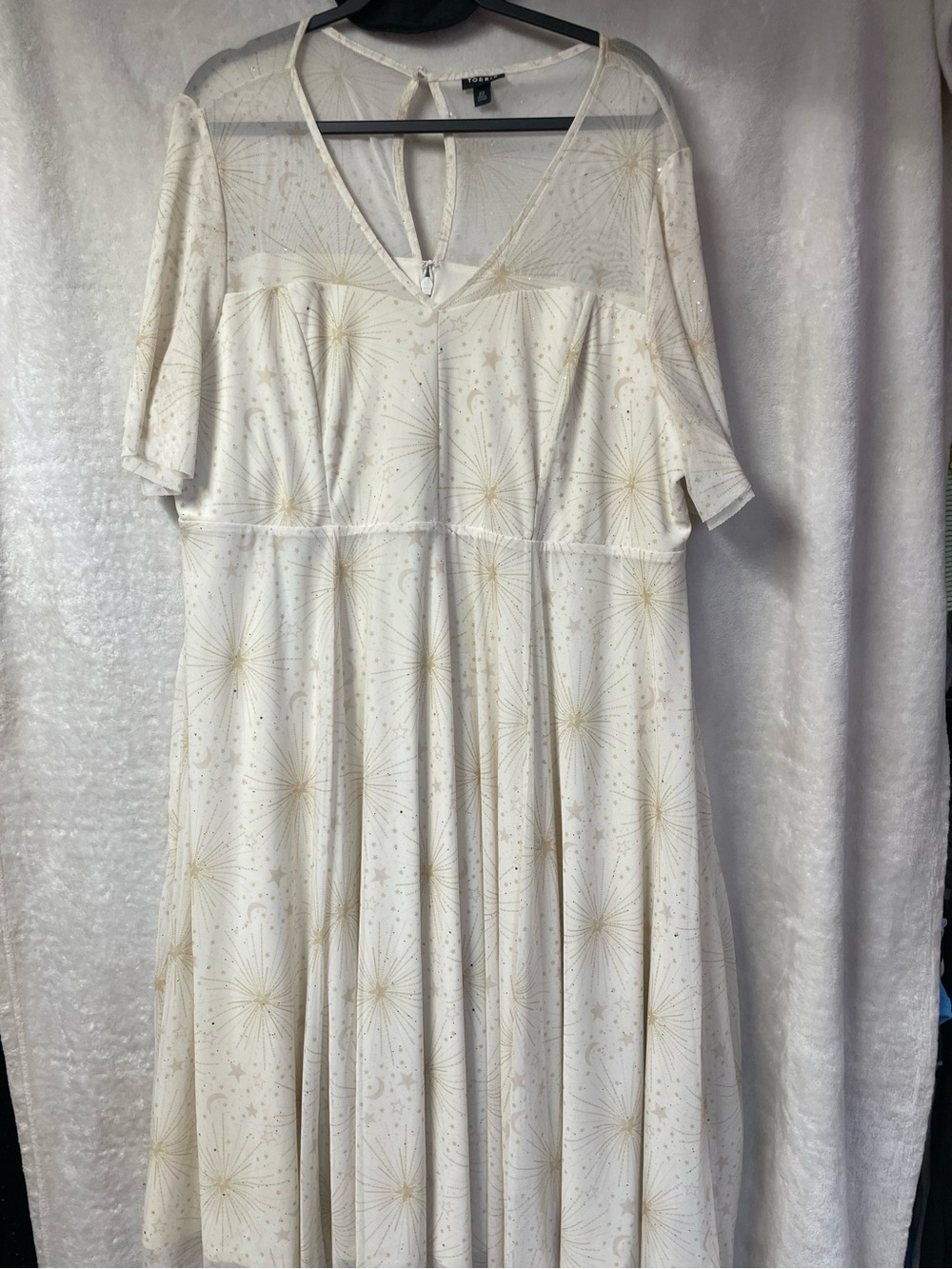 torrid dresses formal | | Torrid Cream Gold Starburst Midi Fall Bridal Snow Queen sitewide sale 20